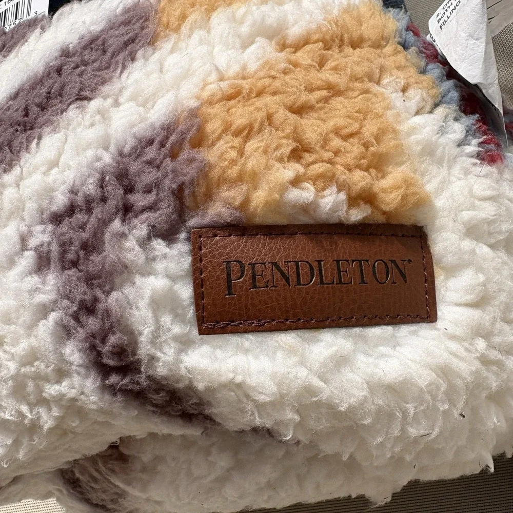 Pendleton Oversized Sherpa Bolster Pillow White Sands 20X48 Southwestern NEW